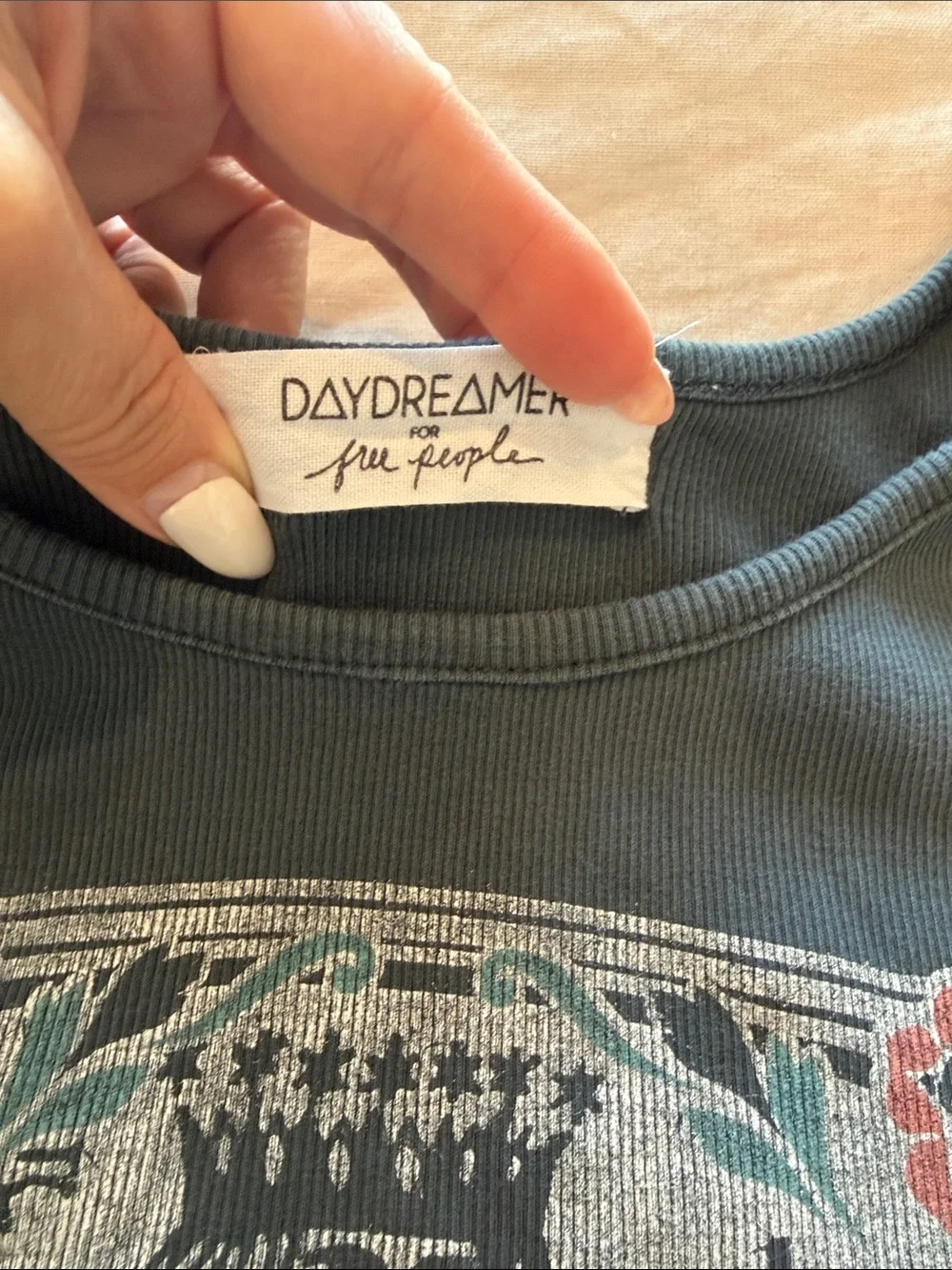 Free People The Empress Graphic Crop Tee - Slate Blue - Picture 5 of 5